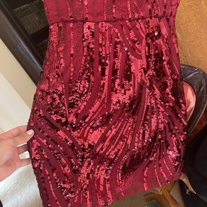 Low-cut sequence red dress. Size extra small.